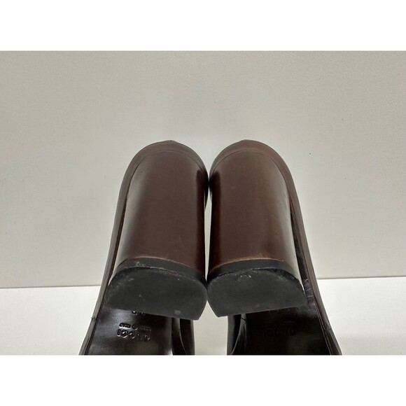 Gucci women size 8B brown leather square closed toe high block heel - Picture 10 of 13